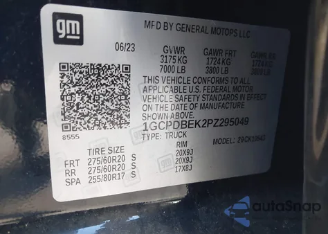 2023 Chevrolet Silverado 1500 4Wd Short Bed Custom from USA, damaged, VIN 1GCPDBEK2PZ295049